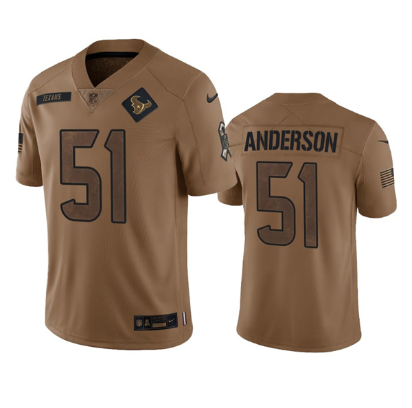 Men's Houston Texans #51 Will Anderson Jr. 2023 Brown Salute To Service Limited Football Stitched Jersey